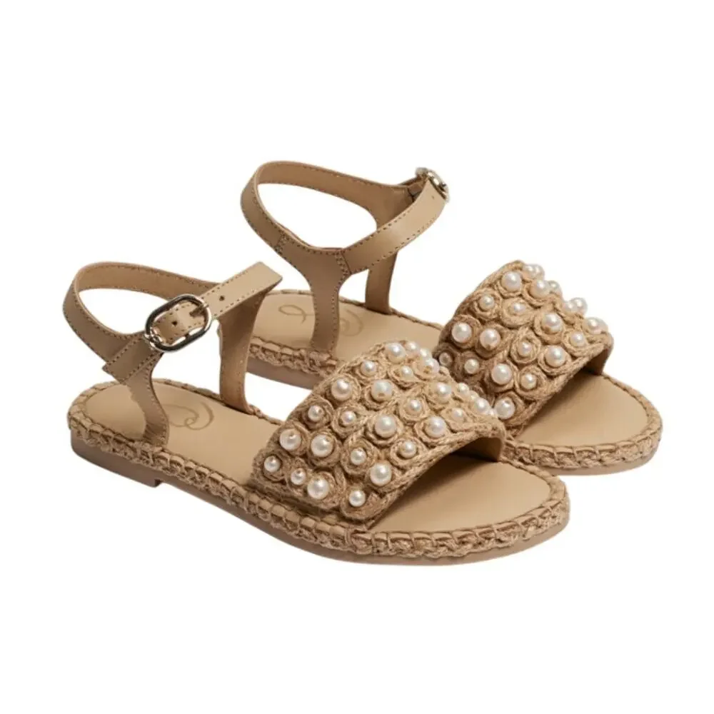 Sam Edelman Kids Holly Sandals US 1 M EU 32 Natural Beige Linen NIB